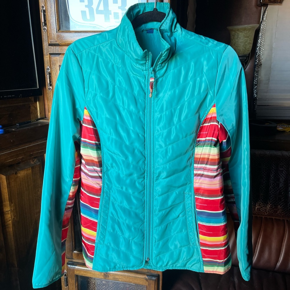 STS Ranchwear Beautiful turquoise and serape puffer jacket size Small excellent
